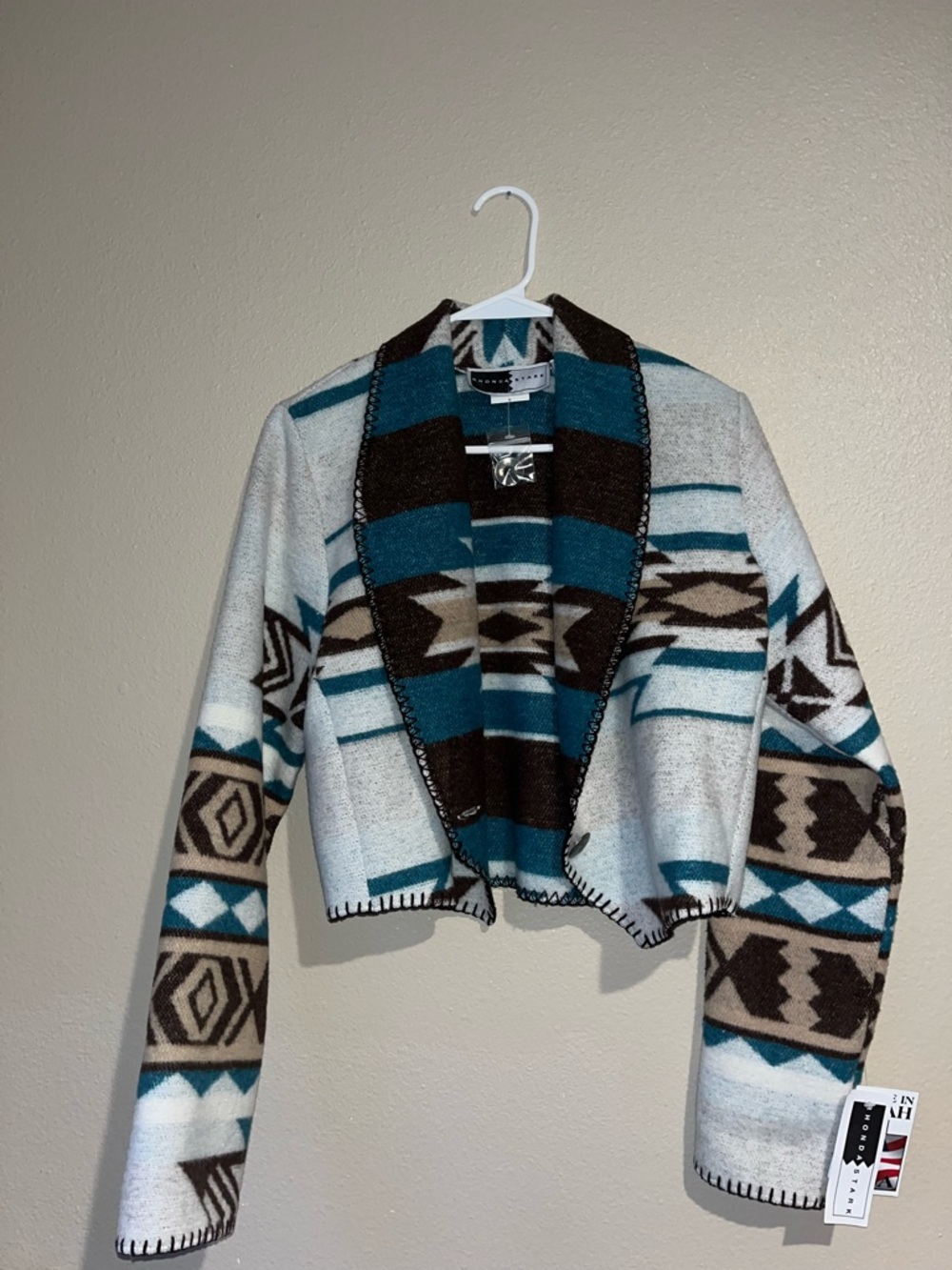 Aztec Pattern Open-Front Cardigan